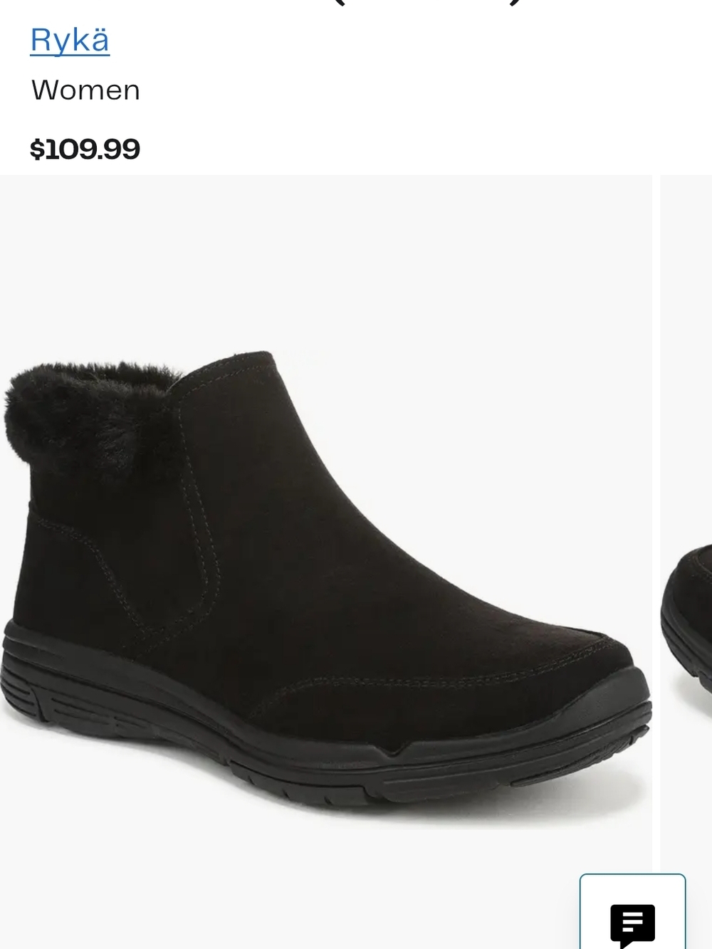 NEW Ryka Black Faux-Fur Suede Ankle Boot
